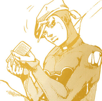 a yellow-tinted manga panel of usagi holding... something?? i can't even tell what that is i'm so sorry-