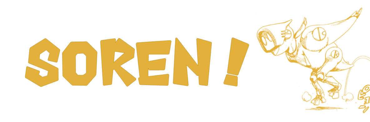 a large header with the name "SOREN !" written in yellow with the stand "the matte kudasai" to the right of my name.